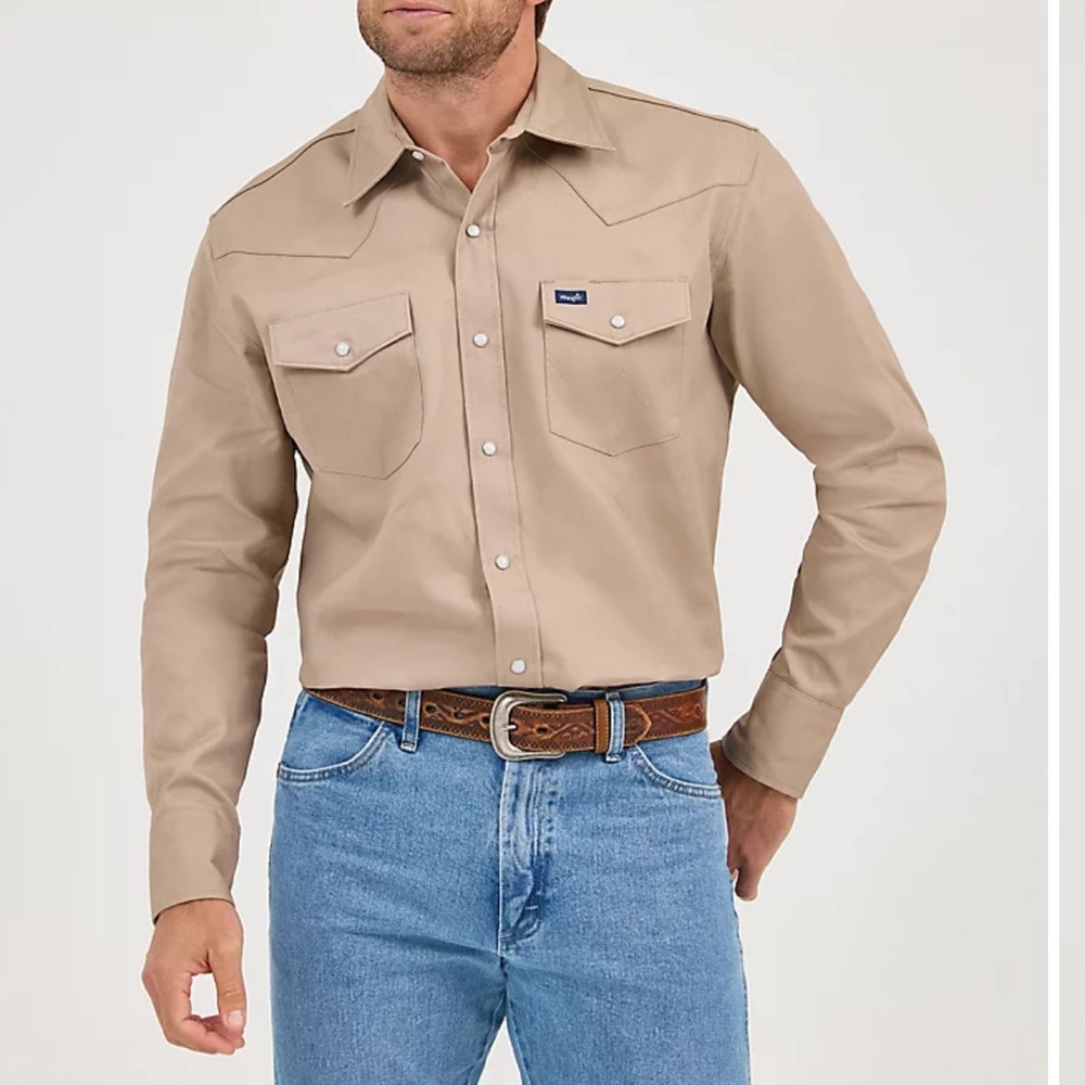COWBOY CUT® FIRM FINISH LONG SLEEVE WESTERN SNAP SOLID WORK SHIRT • NEW